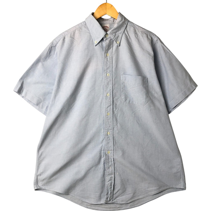 80s-90'S Brooks Brothers Est.1818 short sleeve button down shirt made in USA, men's size L cotton Blue type light blue Vintage Second Hand