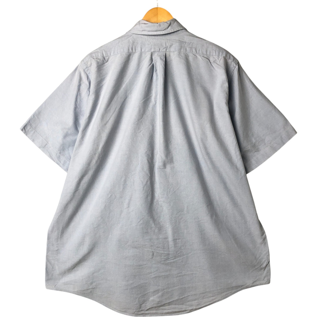 80s-90'S Brooks Brothers Est.1818 short sleeve button down shirt made in USA, men's size L cotton Blue type light blue Vintage Second Hand
