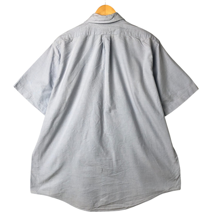 80s-90'S Brooks Brothers Est.1818 short sleeve button down shirt made in USA, men's size L cotton Blue type light blue Vintage Second Hand