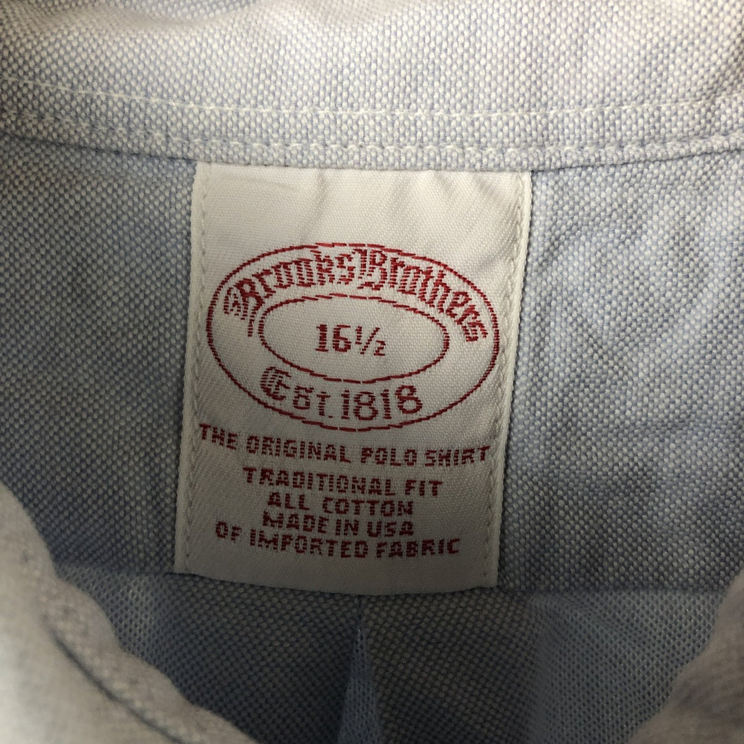 80s-90'S Brooks Brothers Est.1818 short sleeve button down shirt made in USA, men's size L cotton Blue type light blue Vintage Second Hand