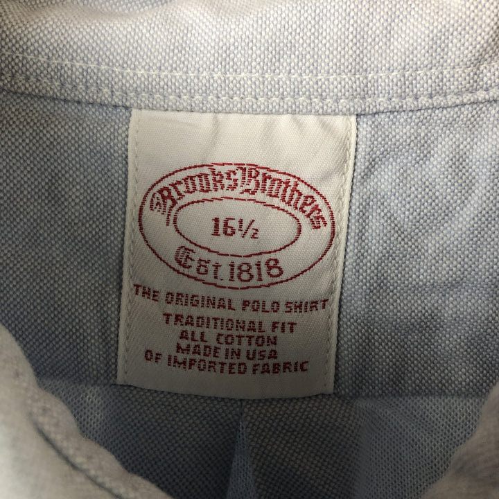 80s-90'S Brooks Brothers Est.1818 short sleeve button down shirt made in USA, men's size L cotton Blue type light blue Vintage Second Hand