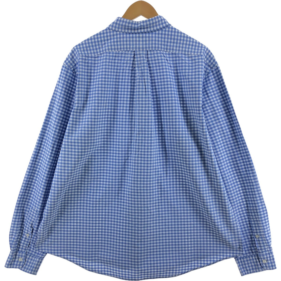 Ralph Lauren CUSTOM FIT Gingham Check Long Sleeve Button-Down Check Shirt Men's XXL cotton Blue type light blue Vintage Second Hand