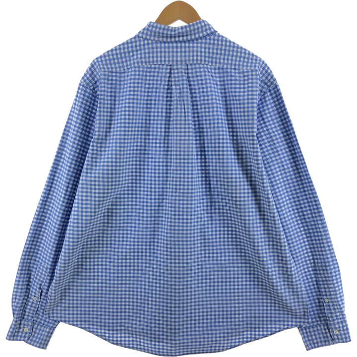 Ralph Lauren CUSTOM FIT Gingham Check Long Sleeve Button-Down Check Shirt Men's XXL cotton Blue type light blue Vintage Second Hand