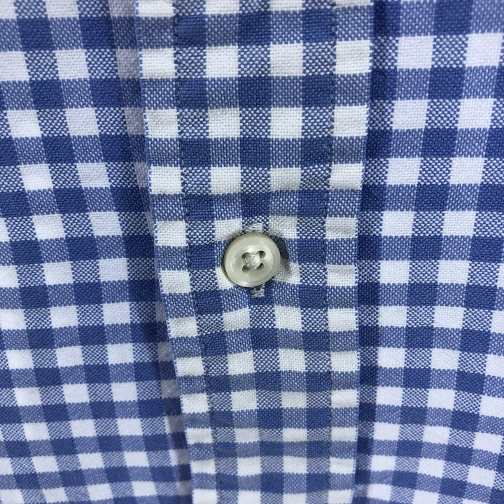 Ralph Lauren CUSTOM FIT Gingham Check Long Sleeve Button-Down Check Shirt Men's XXL cotton Blue type light blue Vintage Second Hand
