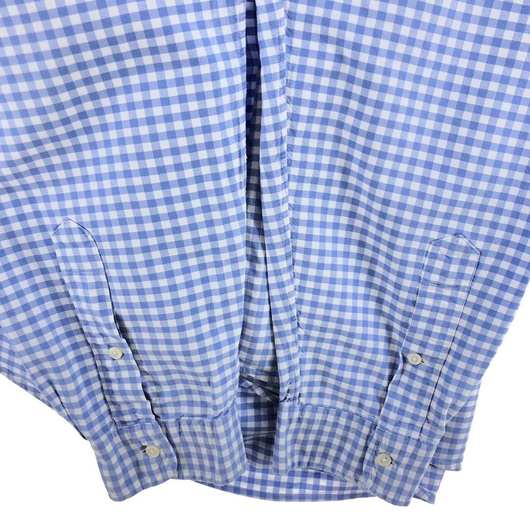 Ralph Lauren CUSTOM FIT Gingham Check Long Sleeve Button-Down Check Shirt Men's XXL cotton Blue type light blue Vintage Second Hand