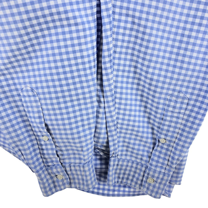 Ralph Lauren CUSTOM FIT Gingham Check Long Sleeve Button-Down Check Shirt Men's XXL cotton Blue type light blue Vintage Second Hand