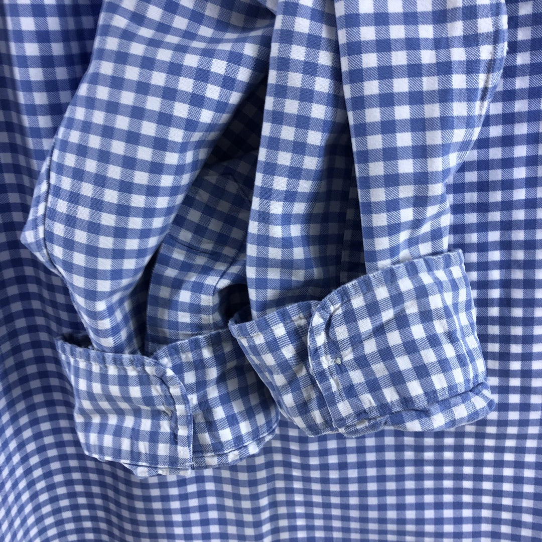 Ralph Lauren CUSTOM FIT Gingham Check Long Sleeve Button-Down Check Shirt Men's XXL cotton Blue type light blue Vintage Second Hand