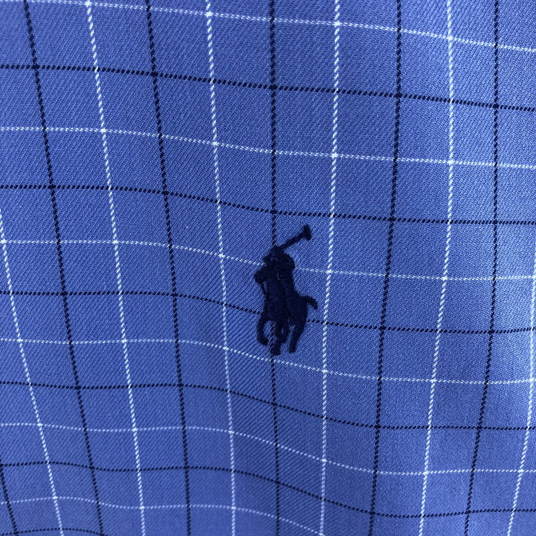 Ralph Lauren BLAKE long sleeve button down check shirt, men's size M cotton Blue type light blue Vintage Second Hand