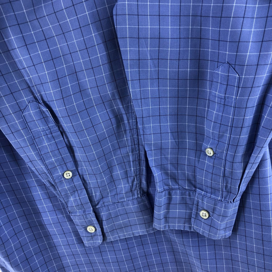 Ralph Lauren BLAKE long sleeve button down check shirt, men's size M cotton Blue type light blue Vintage Second Hand