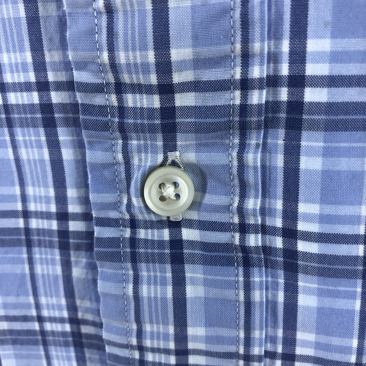 Ralph Lauren CUSTOM FIT long sleeve button down check shirt, men's size L cotton Blue type light blue Vintage Second Hand