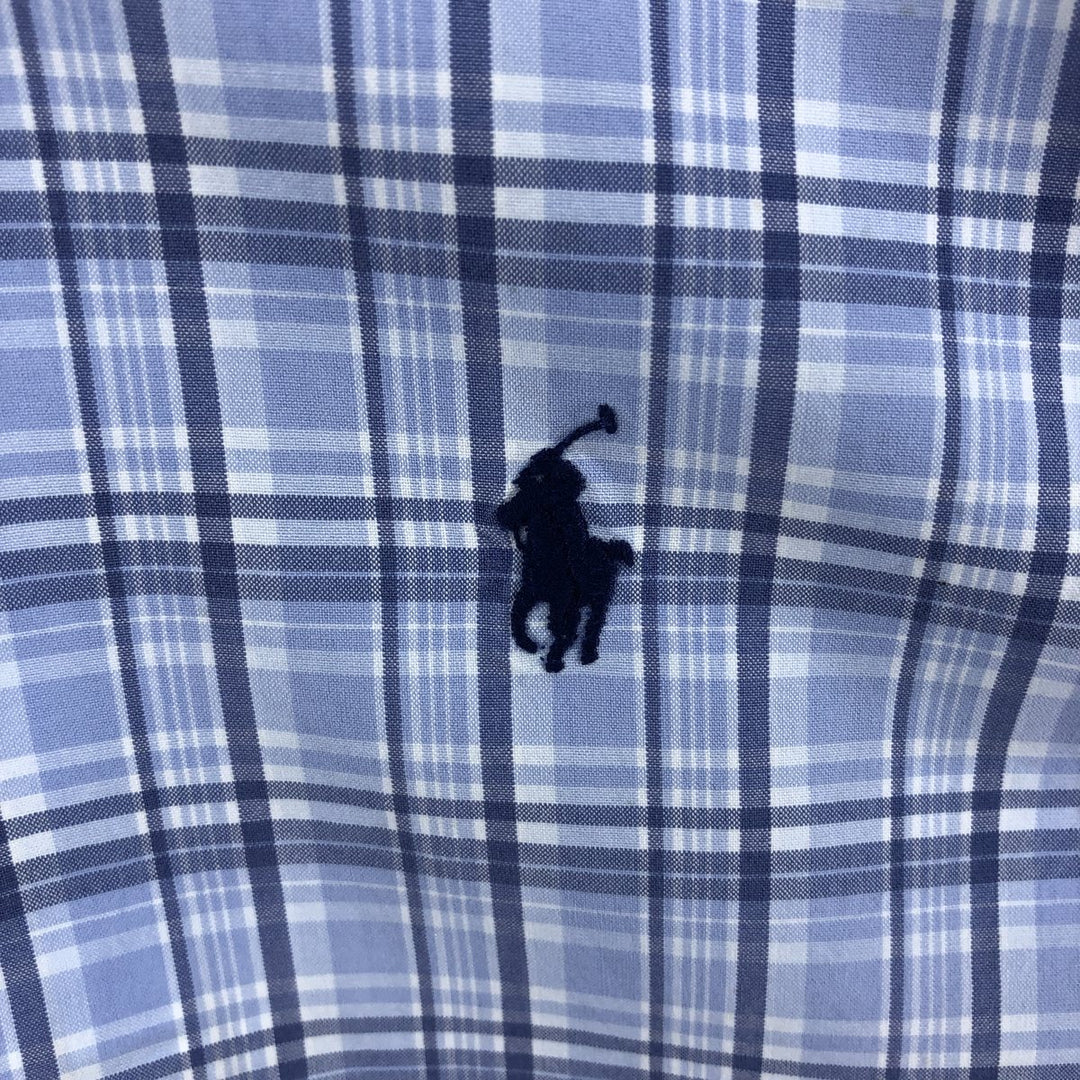 Ralph Lauren CUSTOM FIT long sleeve button down check shirt, men's size L cotton Blue type light blue Vintage Second Hand