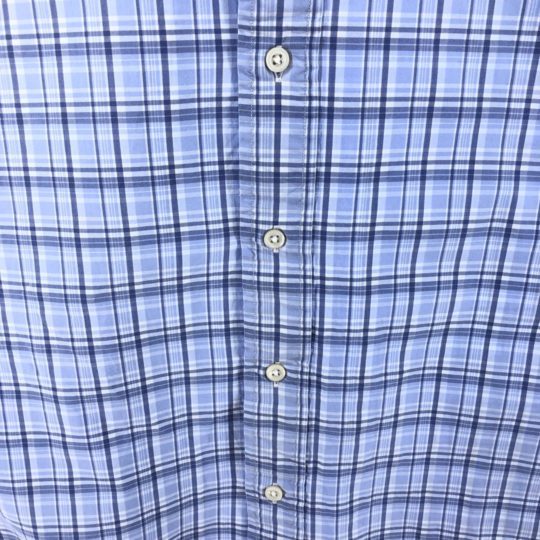 Ralph Lauren CUSTOM FIT long sleeve button down check shirt, men's size L cotton Blue type light blue Vintage Second Hand