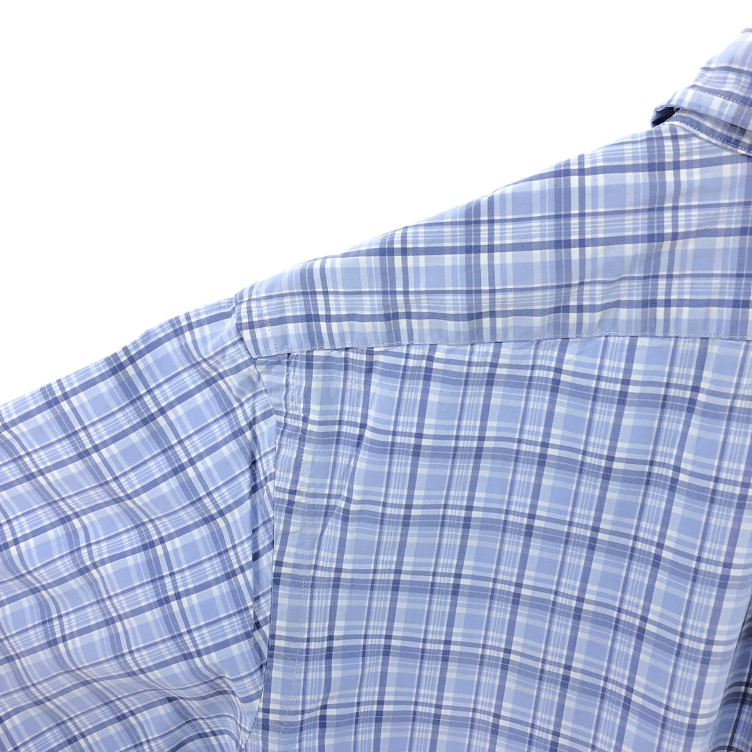 Ralph Lauren CUSTOM FIT long sleeve button down check shirt, men's size L cotton Blue type light blue Vintage Second Hand