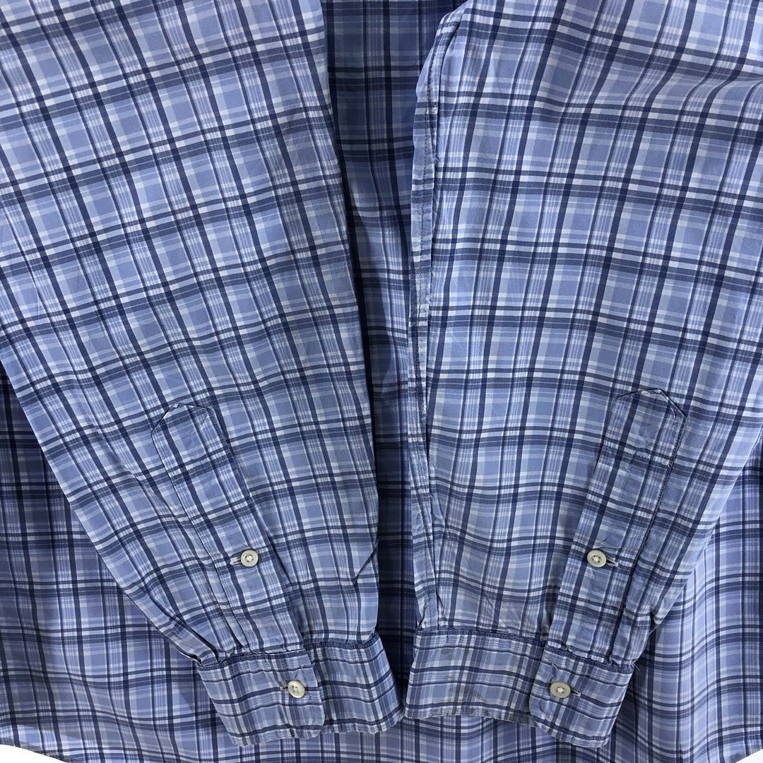 Ralph Lauren CUSTOM FIT long sleeve button down check shirt, men's size L cotton Blue type light blue Vintage Second Hand