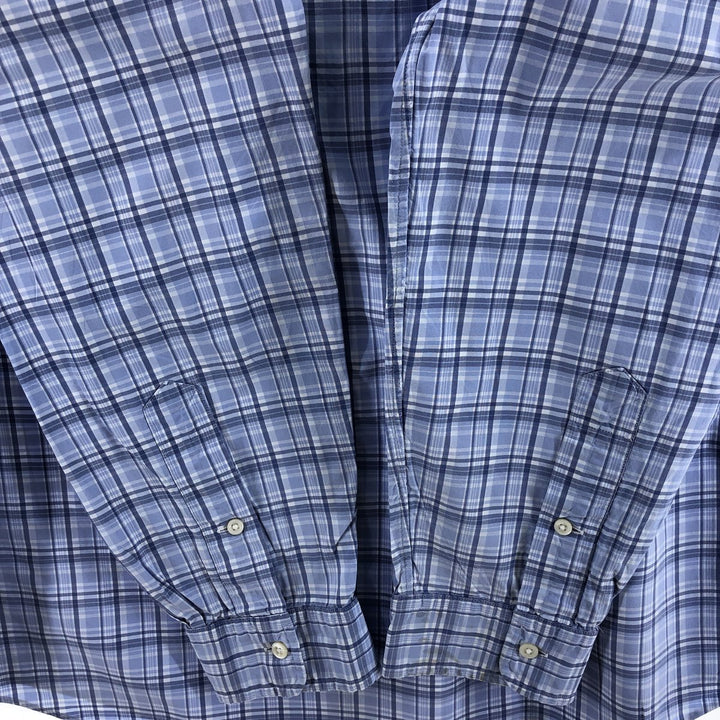 Ralph Lauren CUSTOM FIT long sleeve button down check shirt, men's size L cotton Blue type light blue Vintage Second Hand