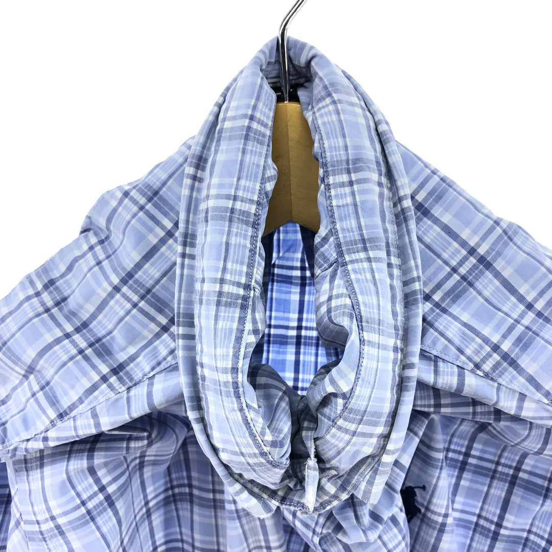 Ralph Lauren CUSTOM FIT long sleeve button down check shirt, men's size L cotton Blue type light blue Vintage Second Hand