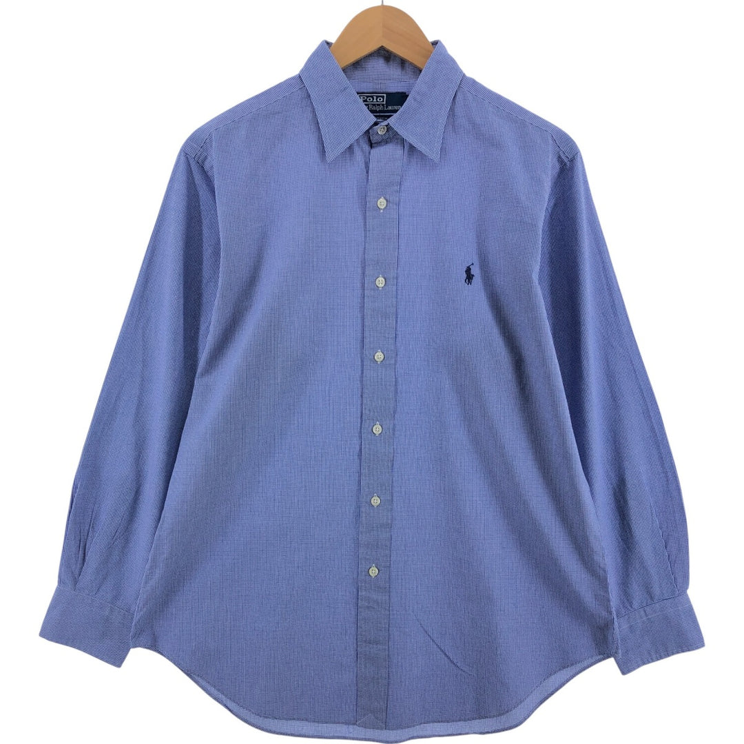 Ralph Lauren Andrew long sleeve cotton check shirt, men's size L cotton Purple type blue-purple Vintage Second Hand
