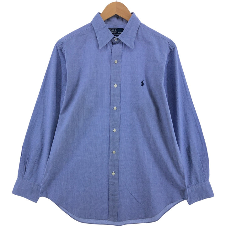 Ralph Lauren Andrew long sleeve cotton check shirt, men's size L cotton Purple type blue-purple Vintage Second Hand