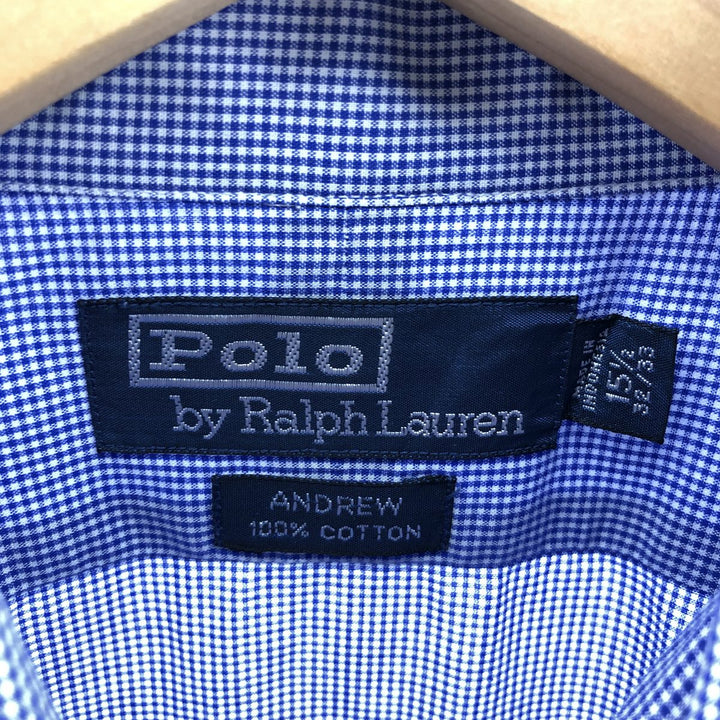 Ralph Lauren Andrew long sleeve cotton check shirt, men's size L cotton Purple type blue-purple Vintage Second Hand