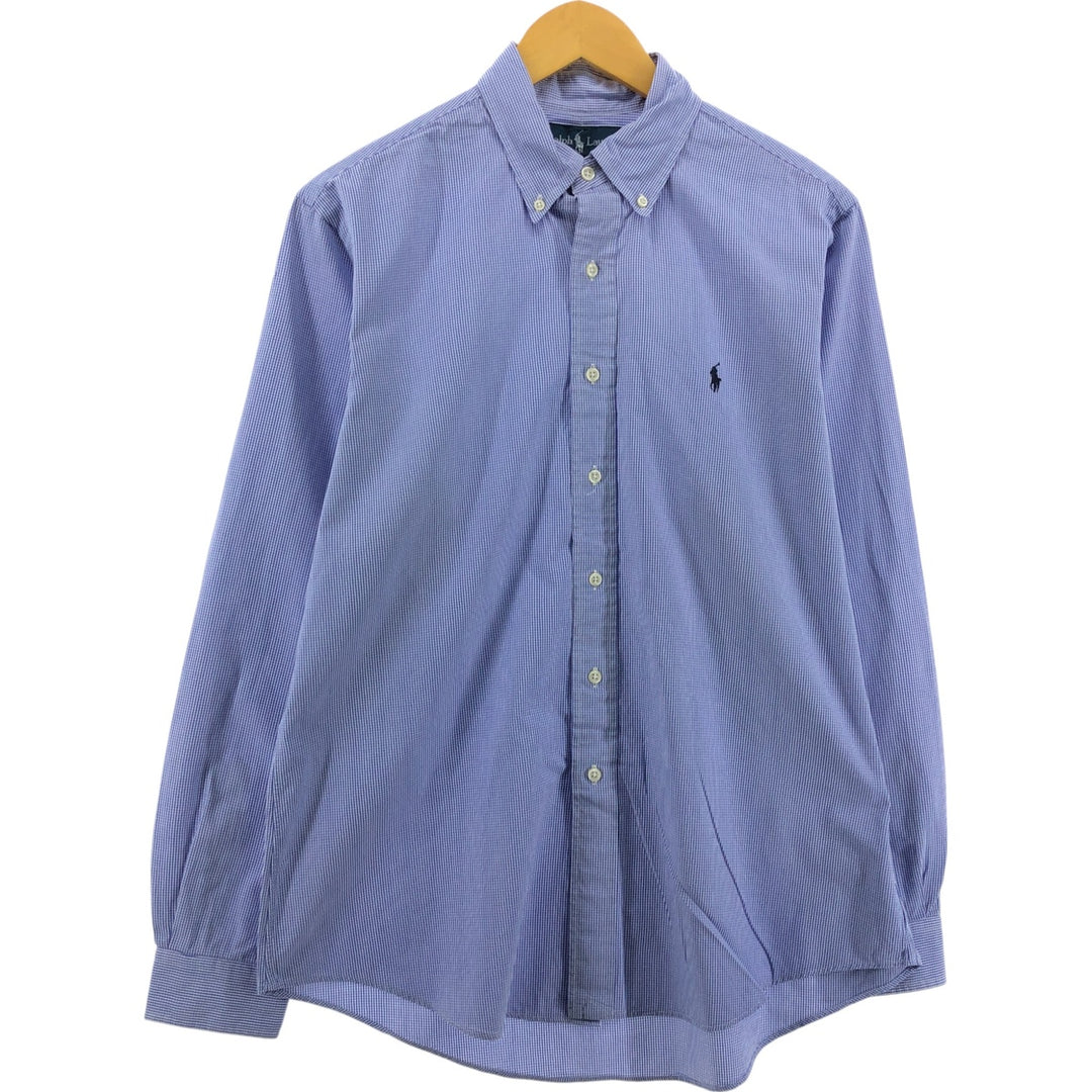 Ralph Lauren CUSTOM FIT long sleeve button down check shirt, men's size L cotton Purple type blue-purple Vintage Second Hand