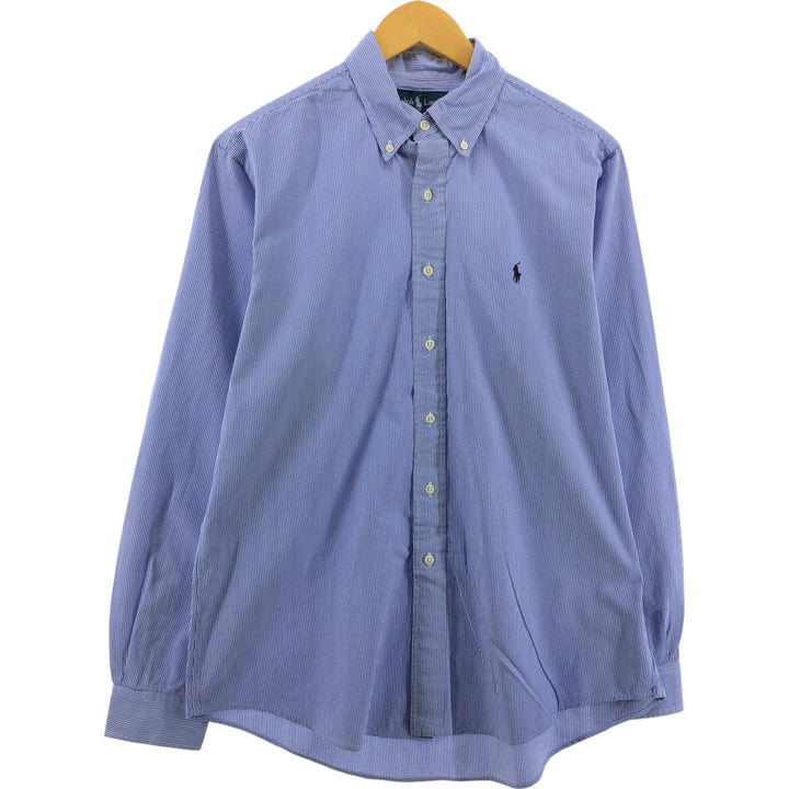 Ralph Lauren CUSTOM FIT long sleeve button down check shirt, men's size L cotton Purple type blue-purple Vintage Second Hand