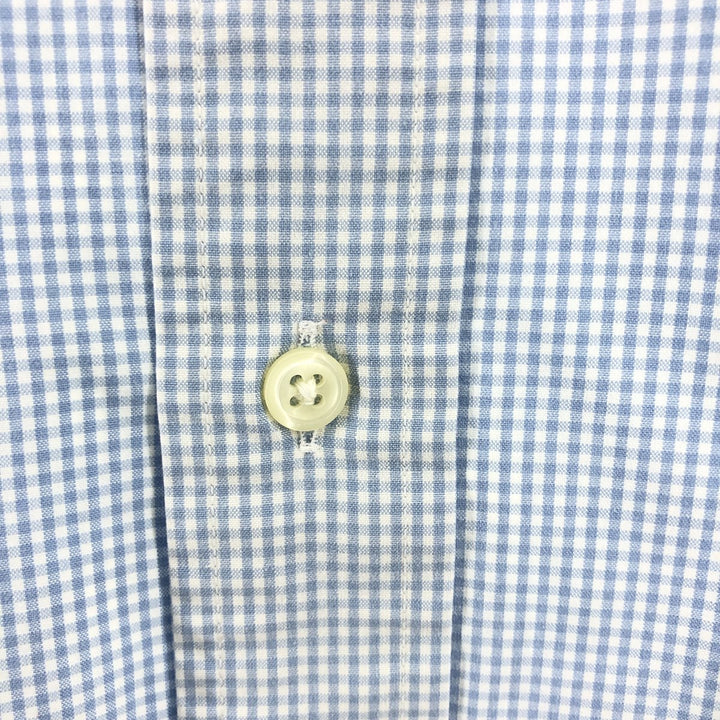 Ralph Lauren CUSTOM FIT Gingham Check Long Sleeve Button Down Check Shirt Men's M Size cotton Mint green Vintage Second Hand