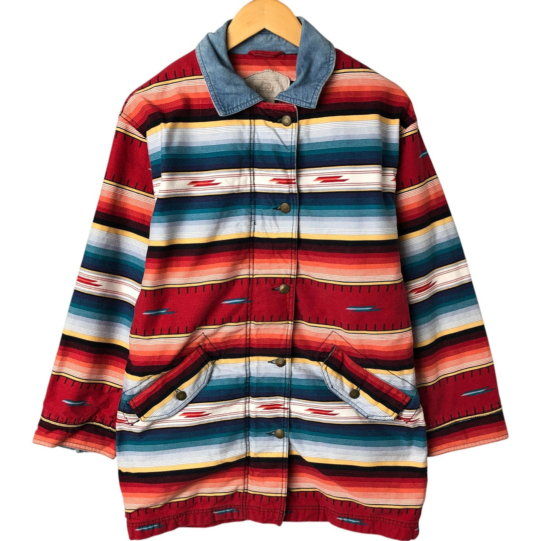 90'S WOOLRICH Native Pattern Cotton Jacket, Women's, Medium, Vintage cotton navy blue type Vintage Second Hand