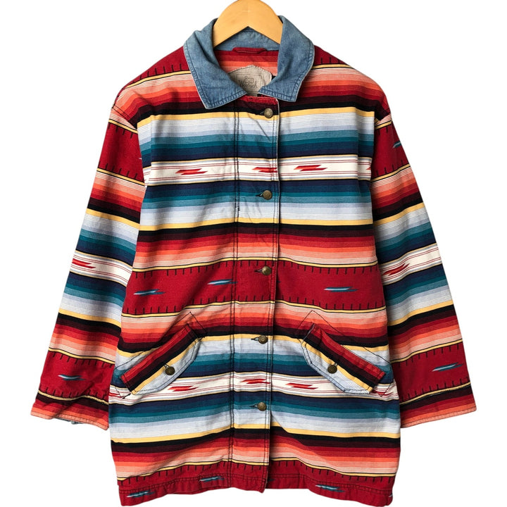 90'S WOOLRICH Native Pattern Cotton Jacket, Women's, Medium, Vintage cotton navy blue type Vintage Second Hand