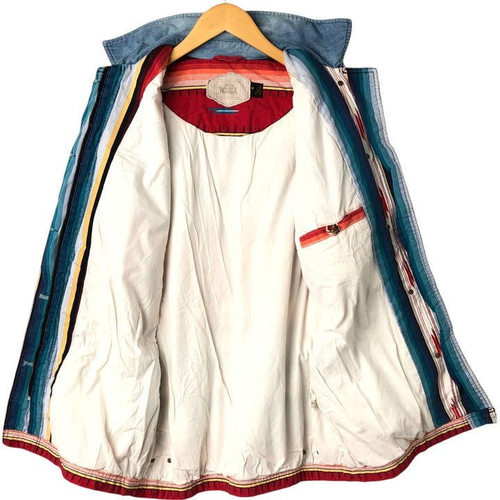 90'S WOOLRICH Native Pattern Cotton Jacket, Women's, Medium, Vintage cotton navy blue type Vintage Second Hand