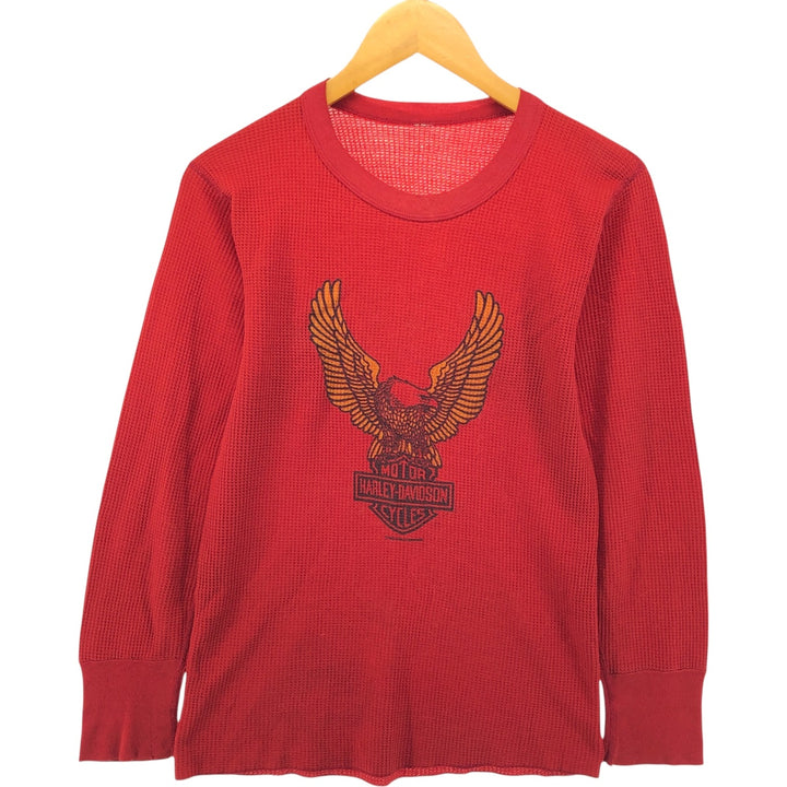 Harley-Davidson Eagle Pattern Thermal Long T-shirt, Waffle, Women's Size S unclear red type Vintage Second Hand