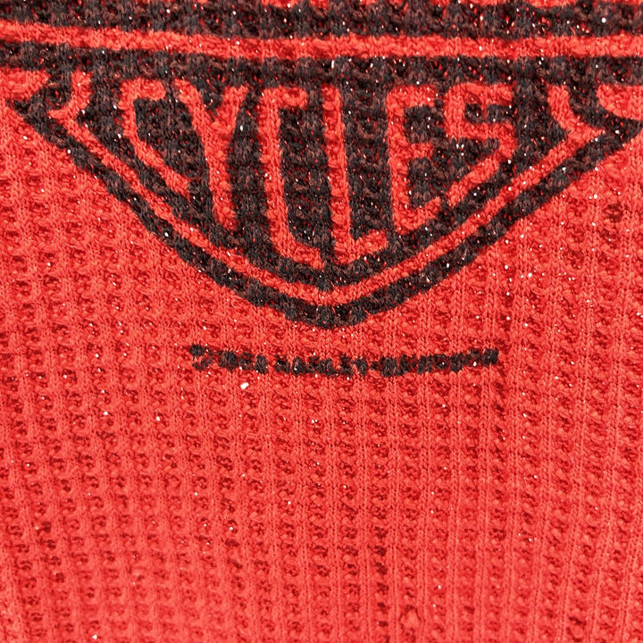 Harley-Davidson Eagle Pattern Thermal Long T-shirt, Waffle, Women's Size S unclear red type Vintage Second Hand