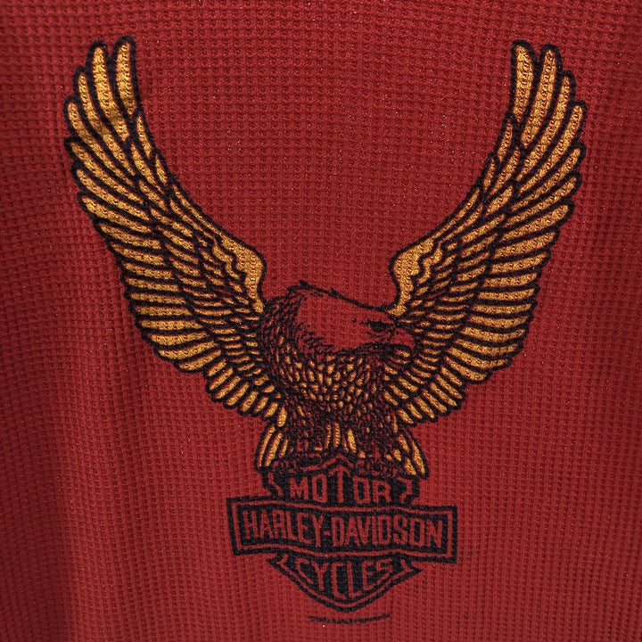 Harley-Davidson Eagle Pattern Thermal Long T-shirt, Waffle, Women's Size S unclear red type Vintage Second Hand