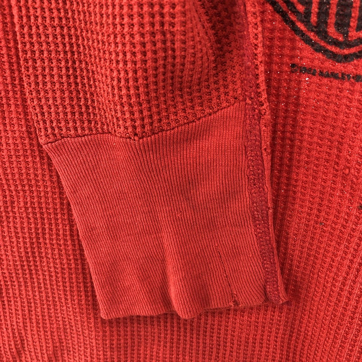 Harley-Davidson Eagle Pattern Thermal Long T-shirt, Waffle, Women's Size S unclear red type Vintage Second Hand