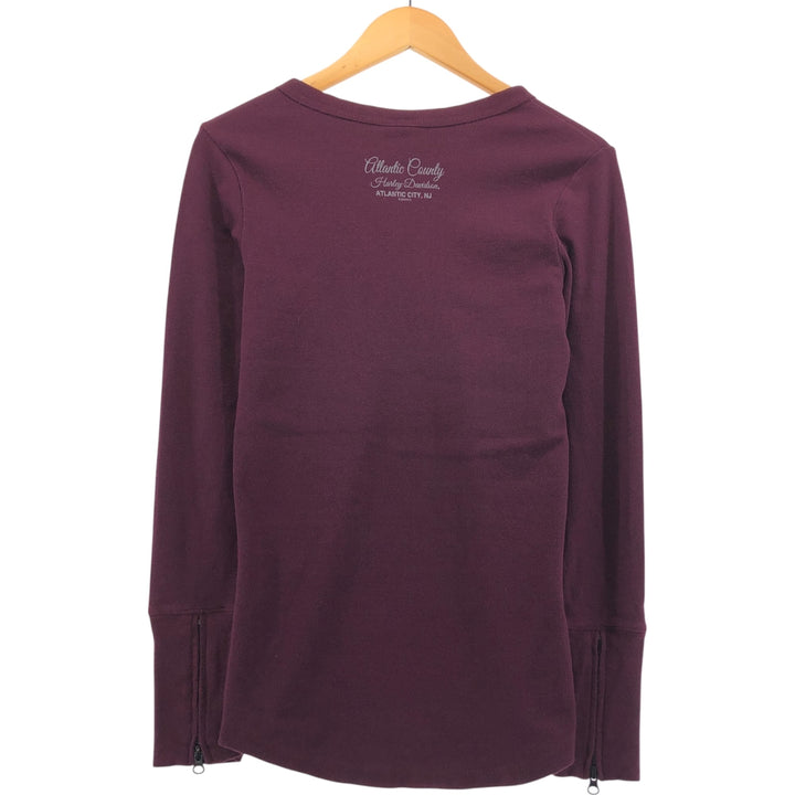 Harley-Davidson V-neck long T-shirt, women's size L cotton Purple type red-purple Vintage Second Hand