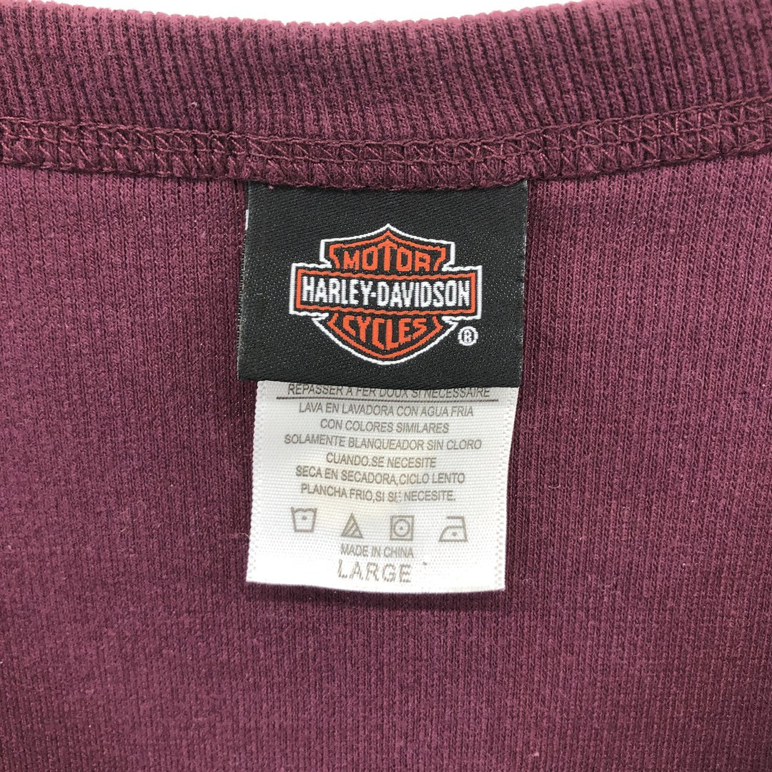 Harley-Davidson V-neck long T-shirt, women's size L cotton Purple type red-purple Vintage Second Hand
