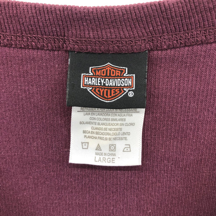 Harley-Davidson V-neck long T-shirt, women's size L cotton Purple type red-purple Vintage Second Hand
