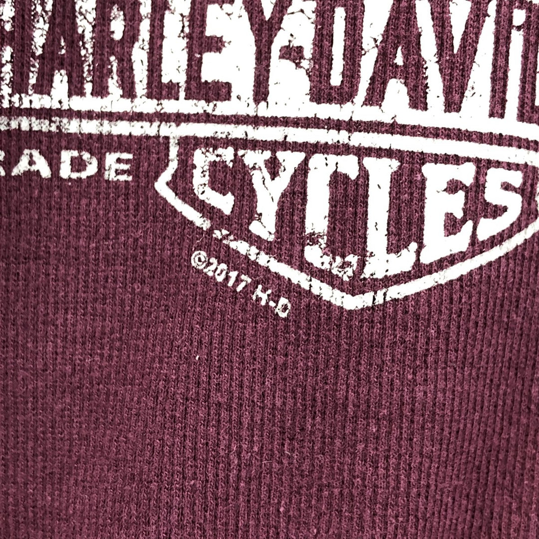 Harley-Davidson V-neck long T-shirt, women's size L cotton Purple type red-purple Vintage Second Hand