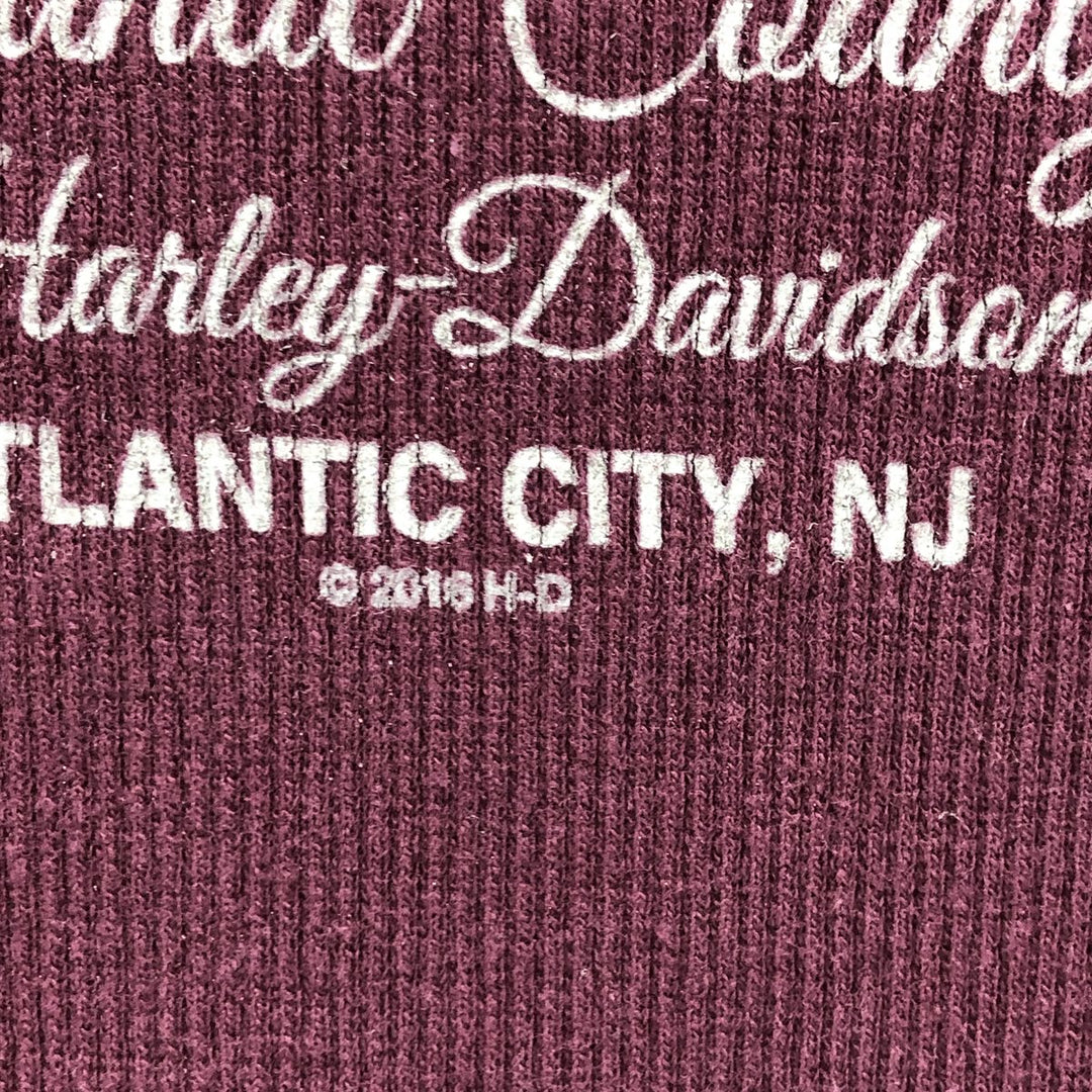 Harley-Davidson V-neck long T-shirt, women's size L cotton Purple type red-purple Vintage Second Hand