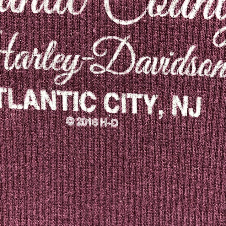 Harley-Davidson V-neck long T-shirt, women's size L cotton Purple type red-purple Vintage Second Hand