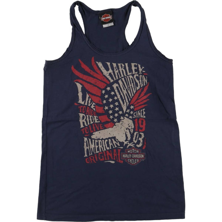 Harley-Davidson Eagle Pattern Tank Top, Women's, Medium cotton navy blue type Vintage Second Hand