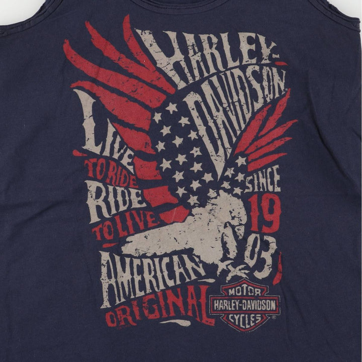 Harley-Davidson Eagle Pattern Tank Top, Women's, Medium cotton navy blue type Vintage Second Hand