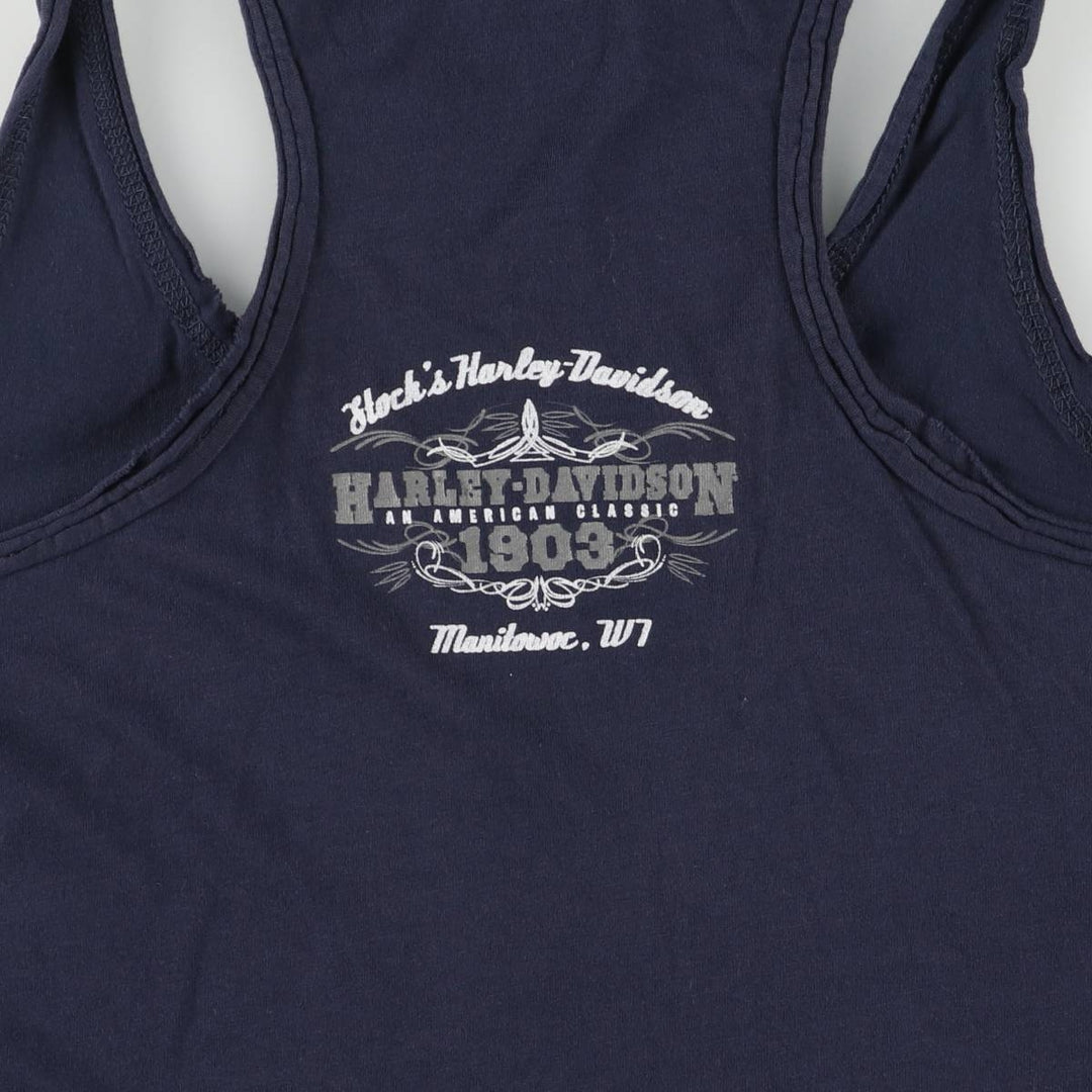 Harley-Davidson Eagle Pattern Tank Top, Women's, Medium cotton navy blue type Vintage Second Hand