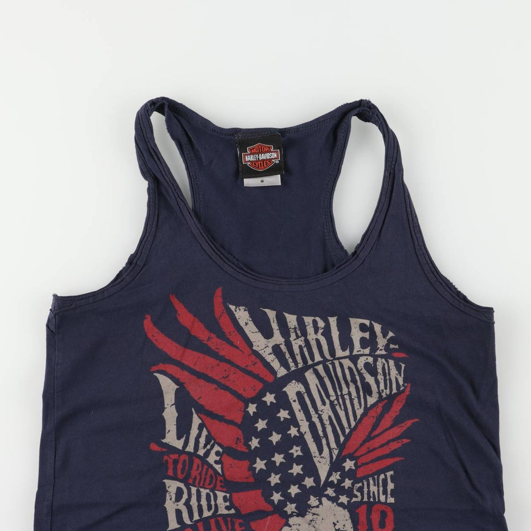 Harley-Davidson Eagle Pattern Tank Top, Women's, Medium cotton navy blue type Vintage Second Hand