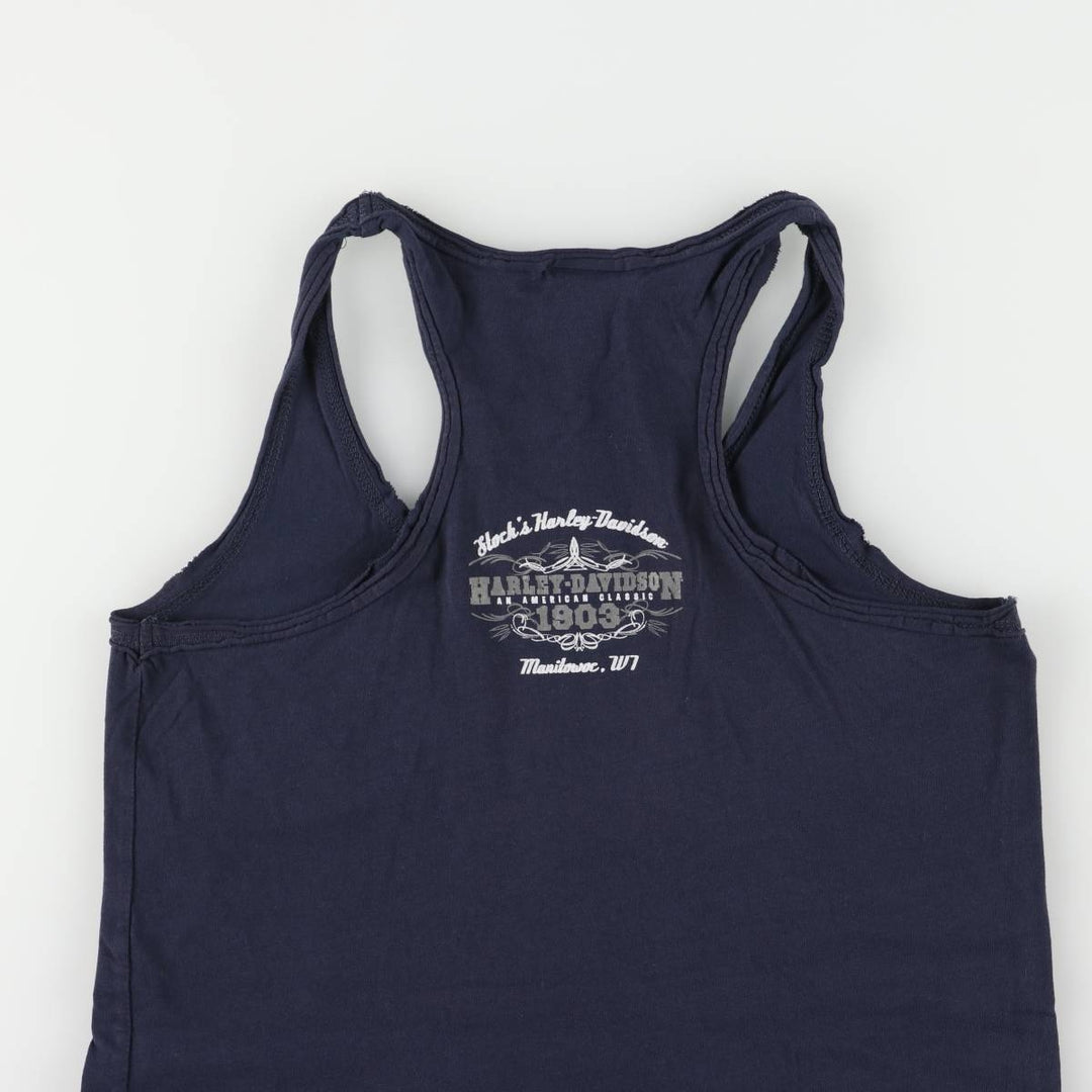 Harley-Davidson Eagle Pattern Tank Top, Women's, Medium cotton navy blue type Vintage Second Hand