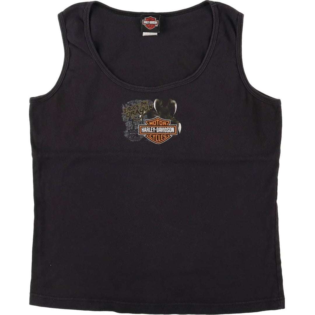 00'S Harley-Davidson Eagle Pattern Back Print Tank Top Women's XXL cotton black type Vintage Second Hand
