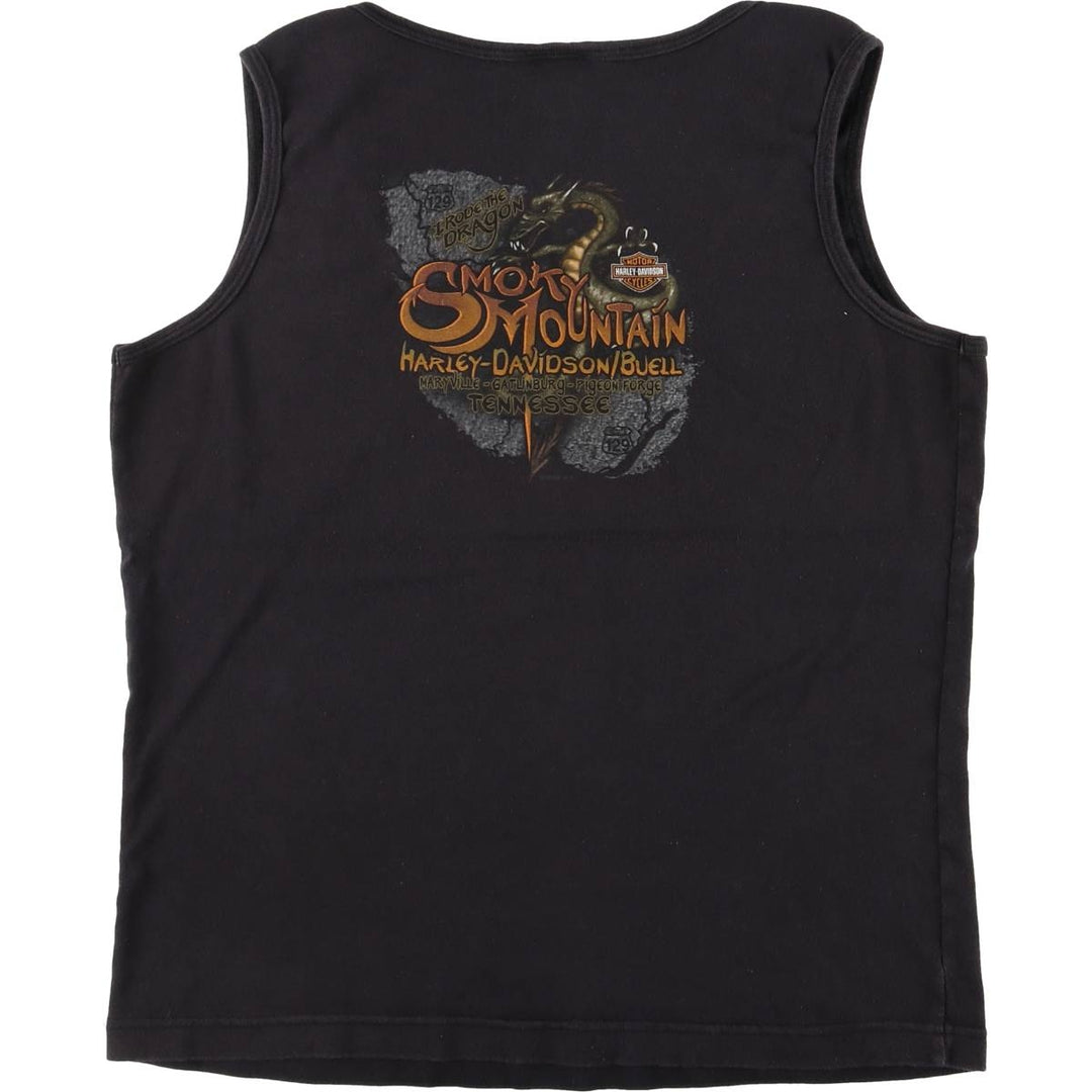 00'S Harley-Davidson Eagle Pattern Back Print Tank Top Women's XXL cotton black type Vintage Second Hand