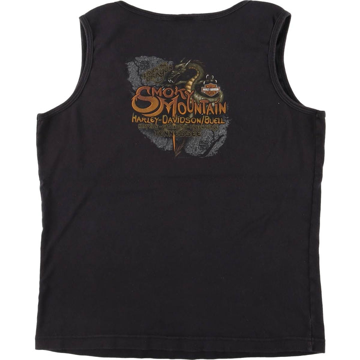 00'S Harley-Davidson Eagle Pattern Back Print Tank Top Women's XXL cotton black type Vintage Second Hand
