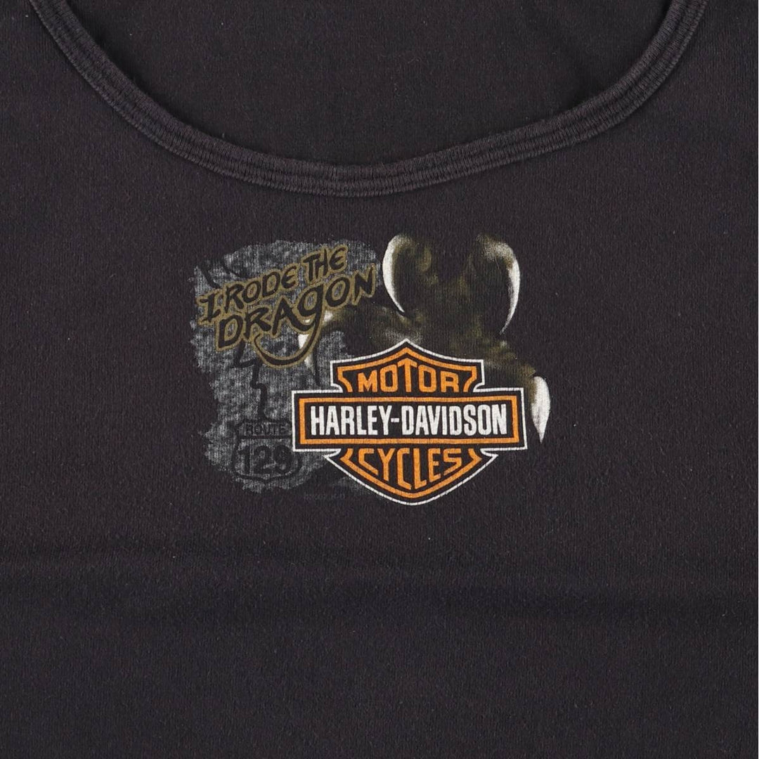 00'S Harley-Davidson Eagle Pattern Back Print Tank Top Women's XXL cotton black type Vintage Second Hand