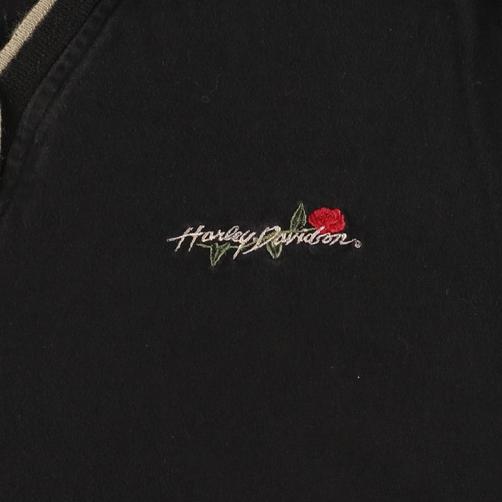 Harley-Davidson Open Collar Short Sleeve Polo Shirt Made in USA Men's XL cotton black type Vintage Second Hand
