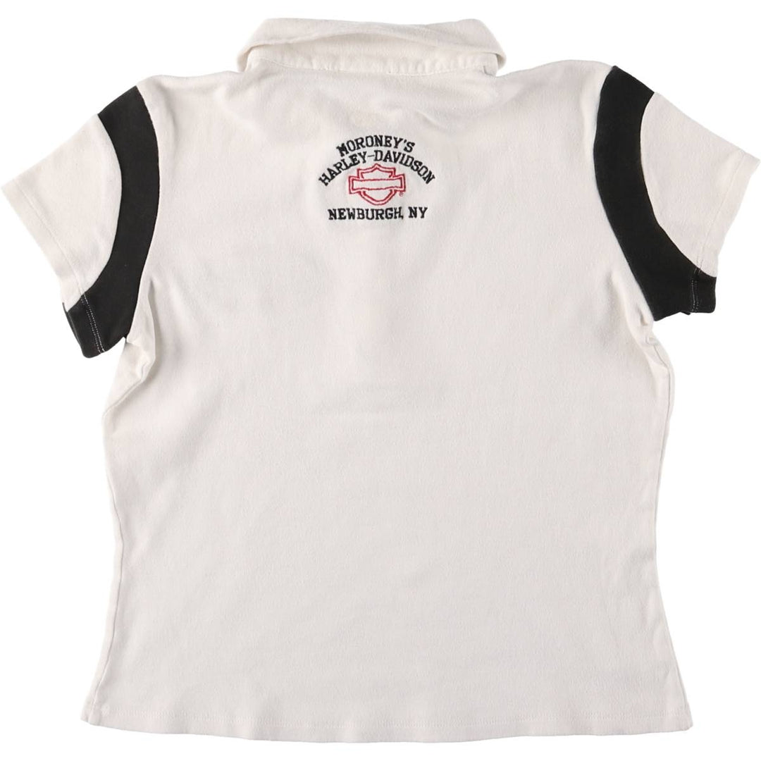 Harley-Davidson Short Sleeve Polo Shirt Made in USA Women's M cotton white type Vintage Second Hand